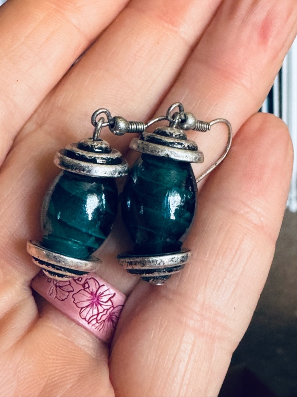Sweet Waters Earrings by Premier Designs, Swirled Glass and Antique Silver